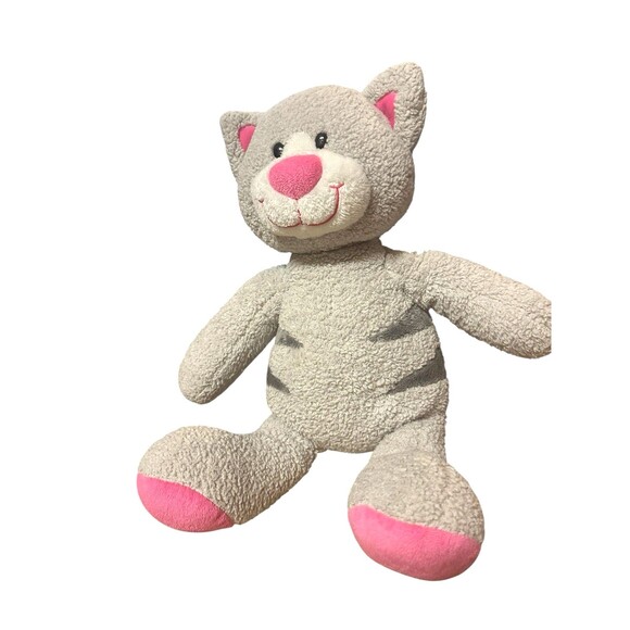 Build A Bear Workshop Cat Snazzy Kitty cat Grey Pink nose Soft Plush Toy 15" - Picture 1 of 16